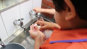 Child washing hands