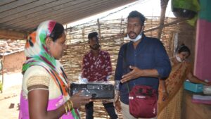 Sam provides speakerbox to Adivasi family