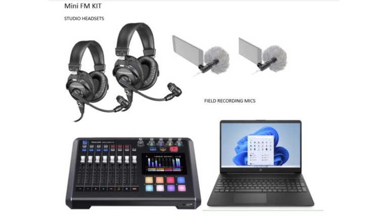 Backpack radio studio kit for Gaza